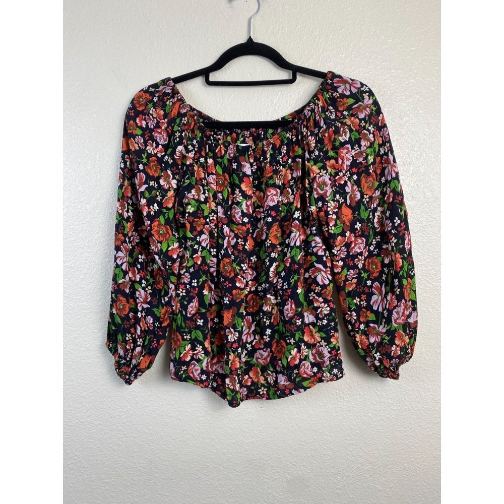 Zara Womens‎ Top size Small Floral Off Shoulder Blouse Boho vacation festival